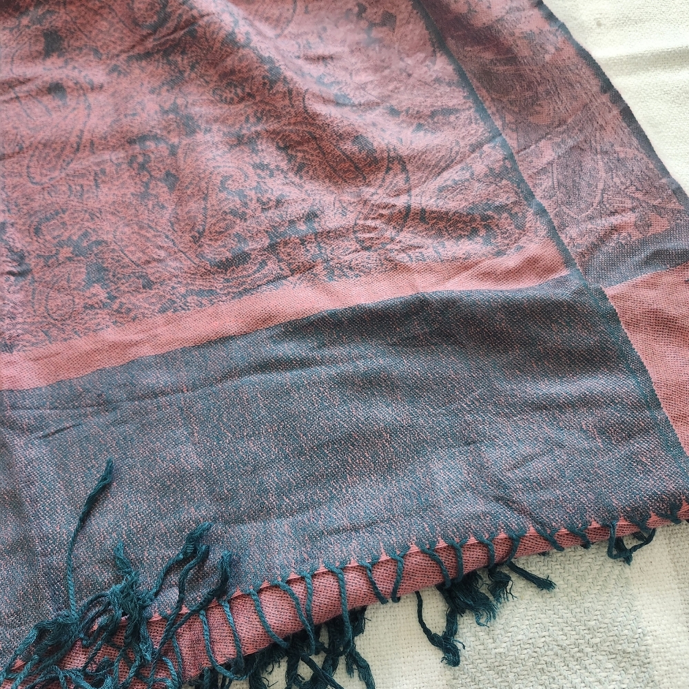Pink & Blue Silk Pashmina Scarf Shawl - Picture 4 of 4